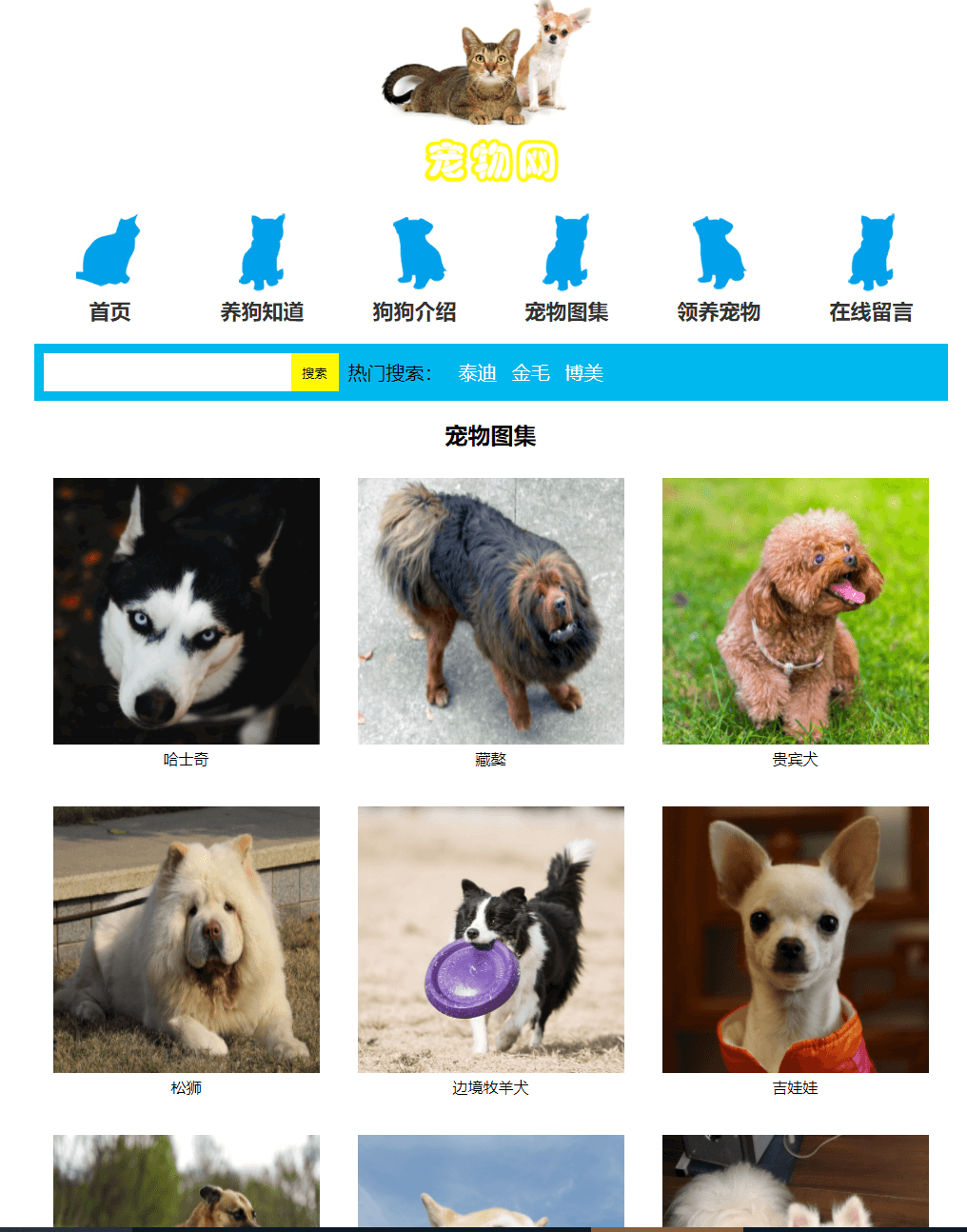 HTML5期末大作业：宠物网网站设计——代码质量好-宠物网(8页) HTML+CSS+JavaScript 学生DW网页设计作业成品 web课程设计网页规划与设计 计算机毕设网页设计源码
