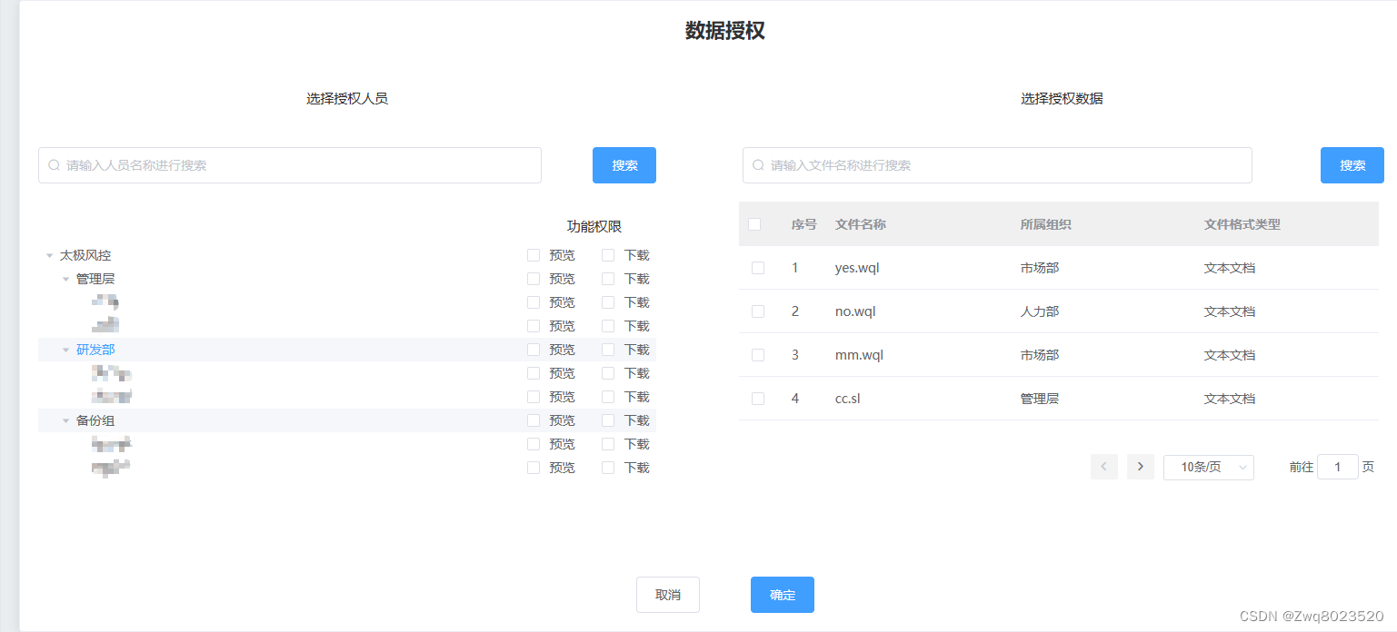 element树形组件使用之数据授权