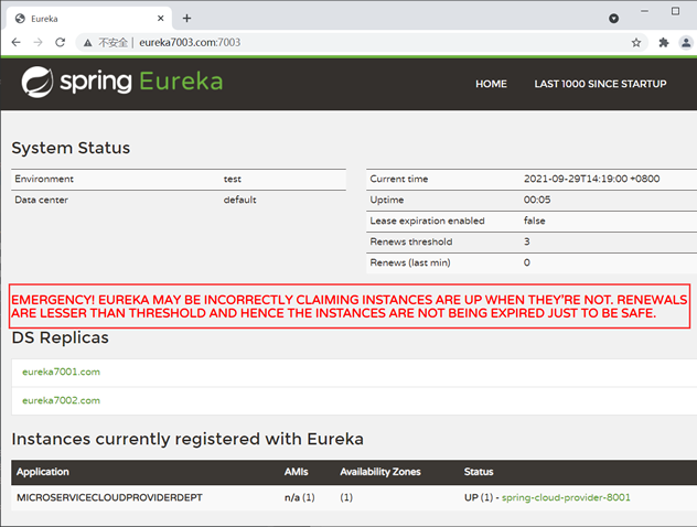 图8：Eureka 自我保护提示