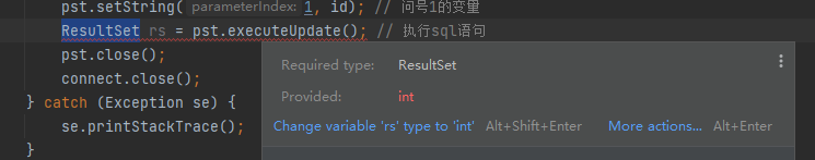 ResultSet获取sql运行结果显示要求转为int类型