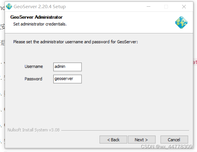GeoServer管理员信息：默认账号为admin，密码为geoserver