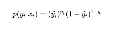 [External link image transfer failed, the source site may have an anti-leech mechanism, it is recommended to save the image and upload it directly (img-2hZzzRgj-1629389073474) (https://www.zhihu.com/equation?tex=p%28y_i%7Cx_i %29+%3D+%28%5Chat%7By_i%7D%29%5E%7By_i%7D+%281-%5Chat%7By_i%7D%29%5E%7B1-y_i%7D+%5C%5C)]