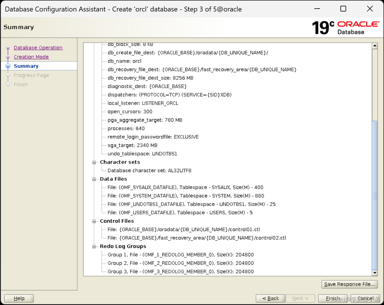 Oracle uses DBCA to create a database