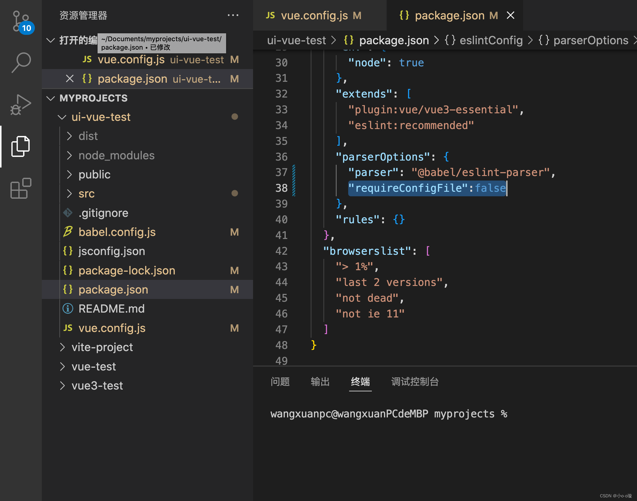 no babel config file detected for vue