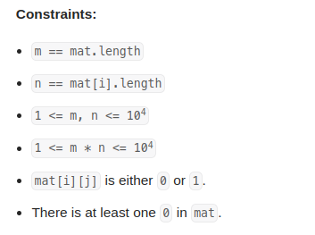 leetcode 542. 01 Matrix（01矩阵）