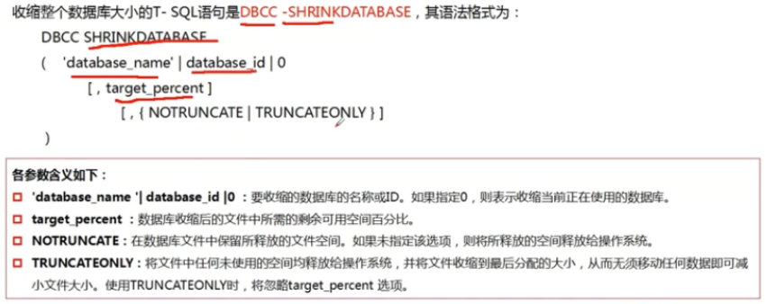 收缩整个数据库的大小