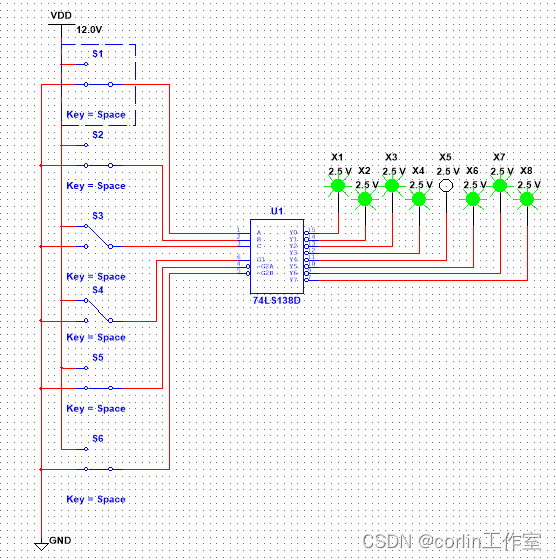 Multisim14.0仿真（十八）74LS138译码器