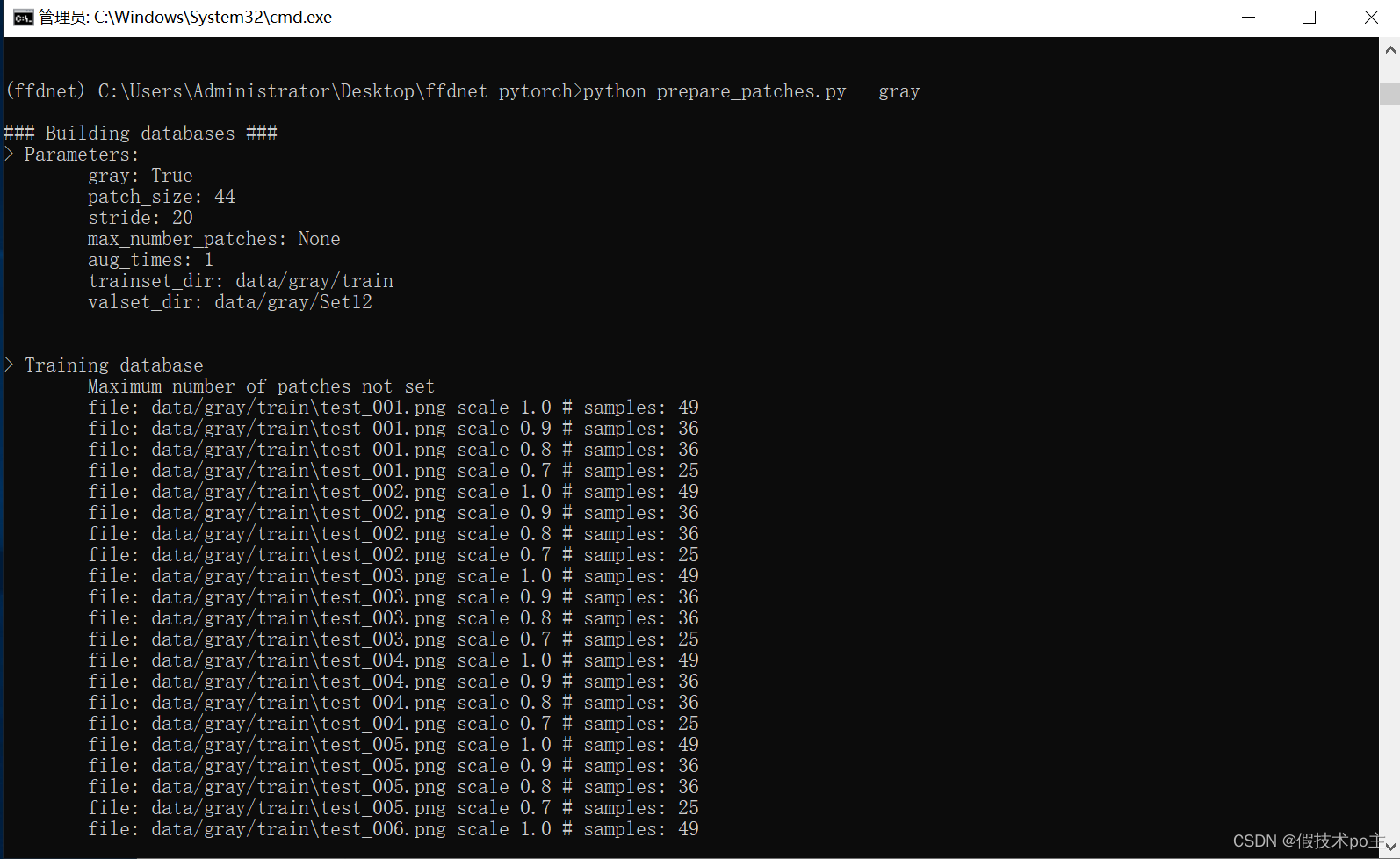 输入“prepare_patches.py --gray”