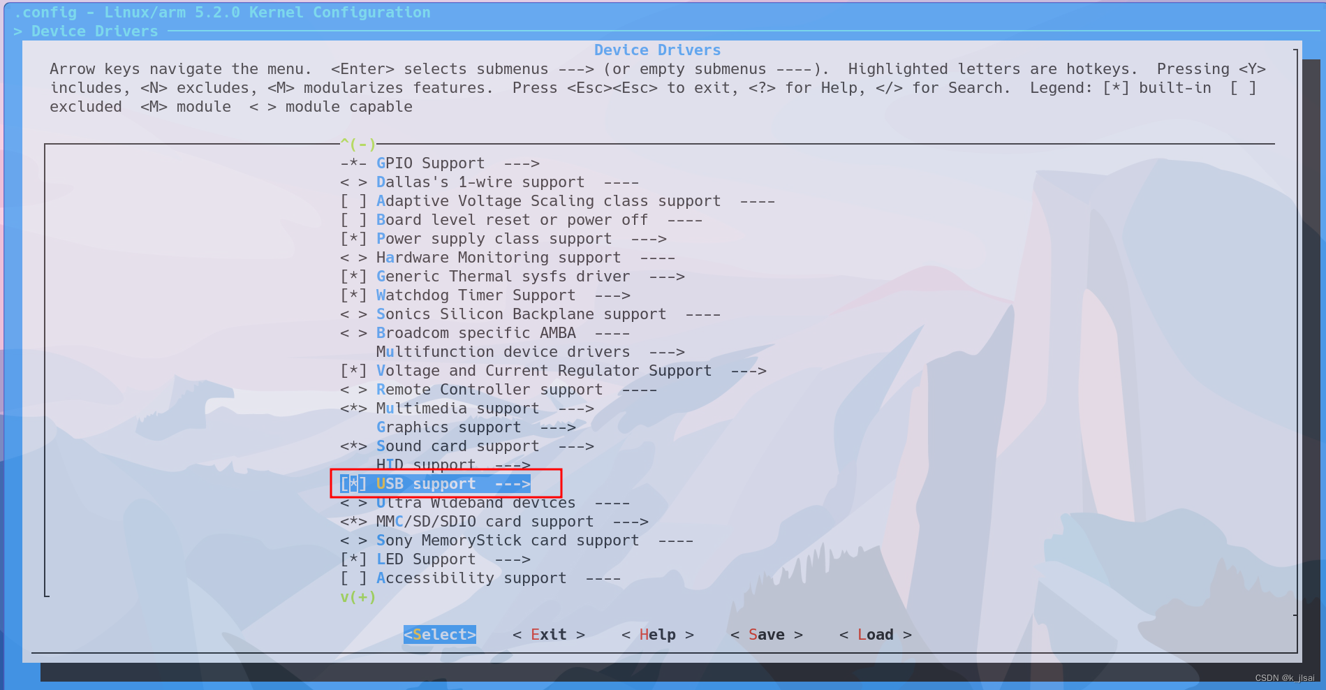 勾选 USB support 