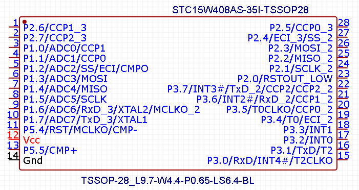 stc15w408as35idip28引脚功能图