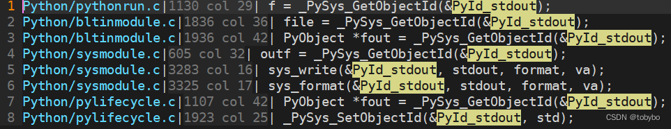 python 源码中 PyId_stdout 如何定义的