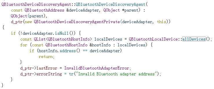 QT Bluetooth: Searching Bluetooth device ...