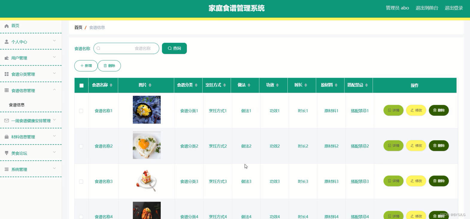 食谱信息