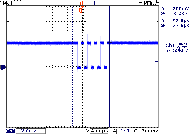 ▲ 图1.3.1 发送0x55数据TX波形