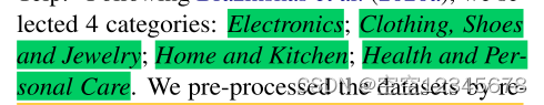 论文中Amazon数据集一共包括四个方面