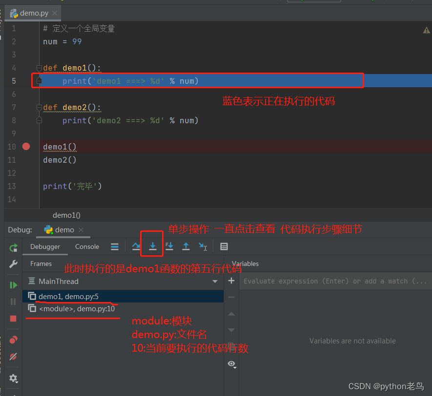 【Python】全局变量（含义、使用要求、代码调试步骤）