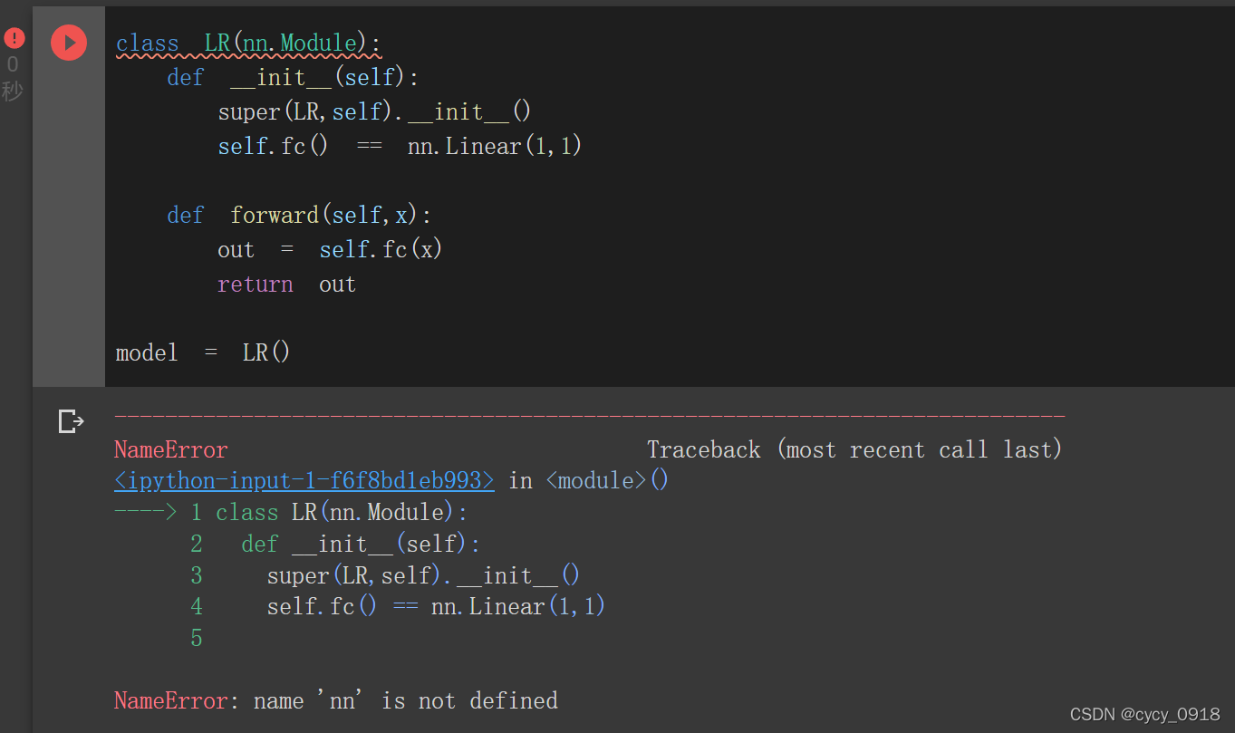 NameError: name ‘nn‘ is not defined_nameerror: name 'nn' is not defined ...