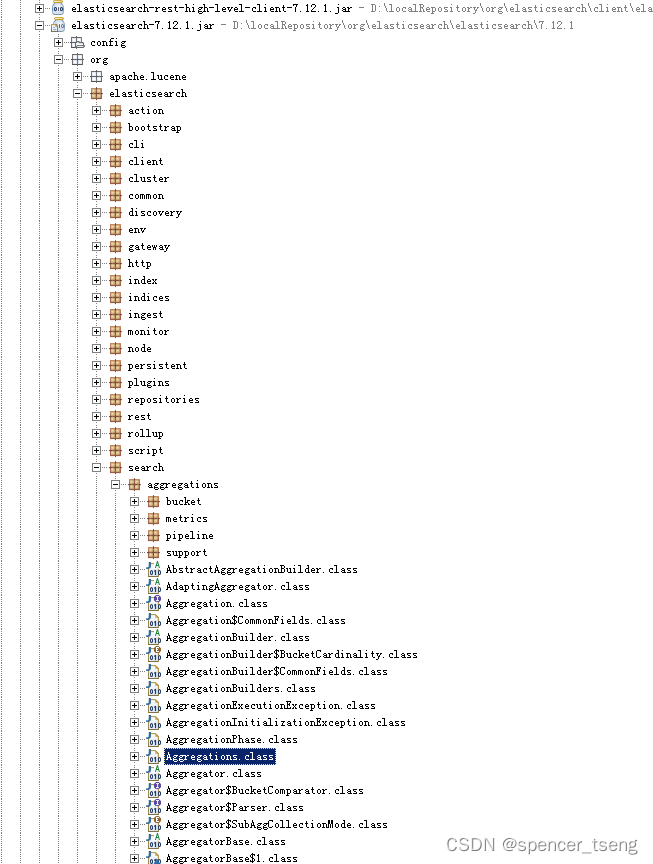 The method aggregations() is undefined for the type Aggregations