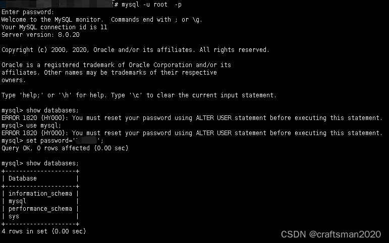 reset mysql password