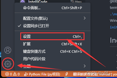 VScode进入设置