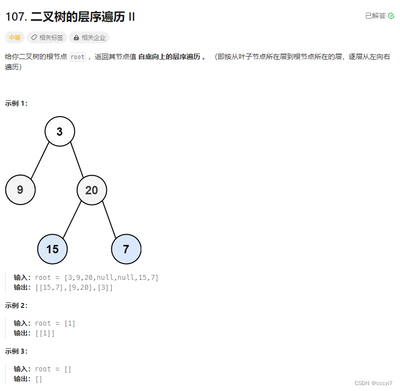 leetcode 102.二叉树的层序遍历