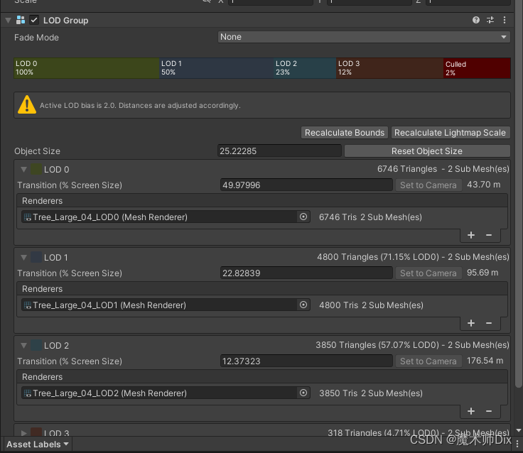 【Unity】LODGroup 计算公式