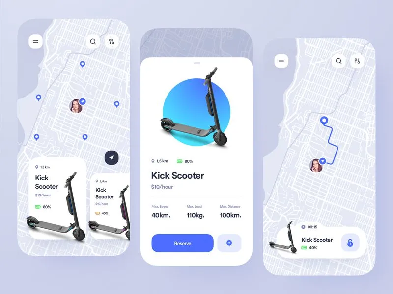 Kick Scooter Rent iOS Application by Alex Arutuynov