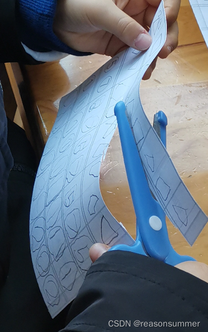 裁剪与黏贴有5位孩子没有按照ab结构涂色,其他18位都是ab图案,ab色块