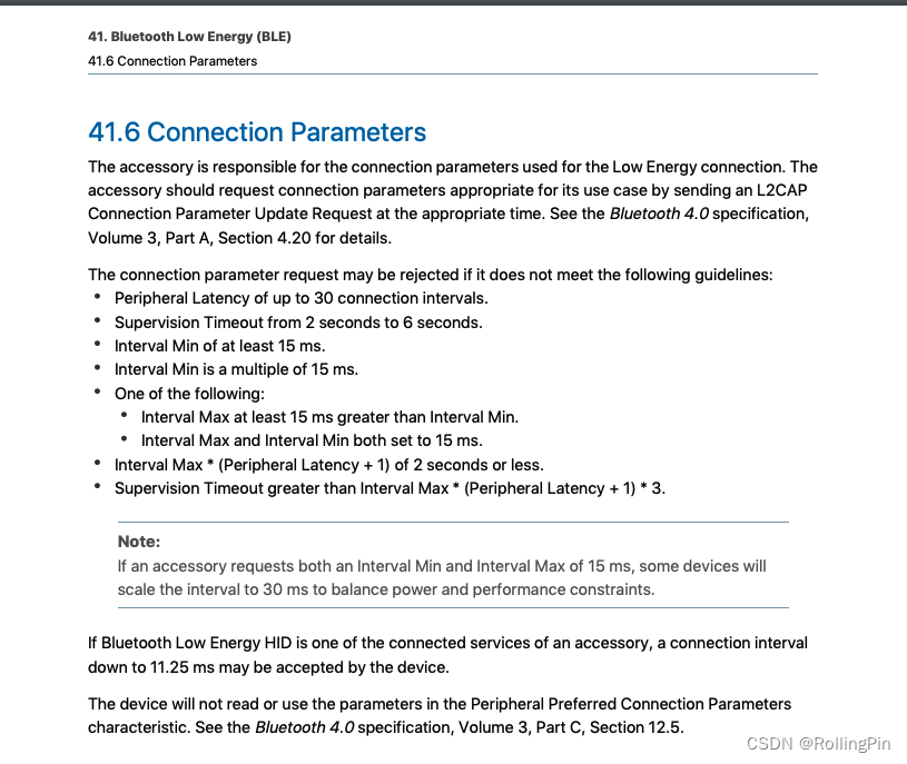 iOS蓝牙 Connection Parameters 关键参数说明