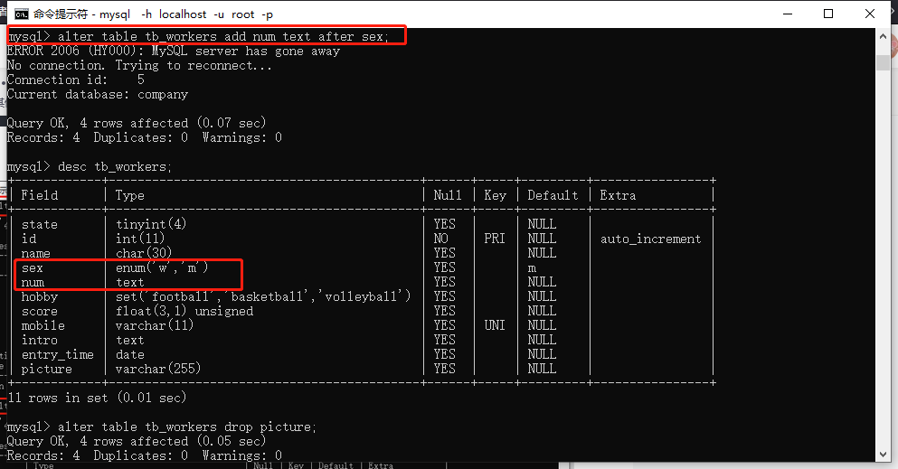 MySQL 数据表的基本操作