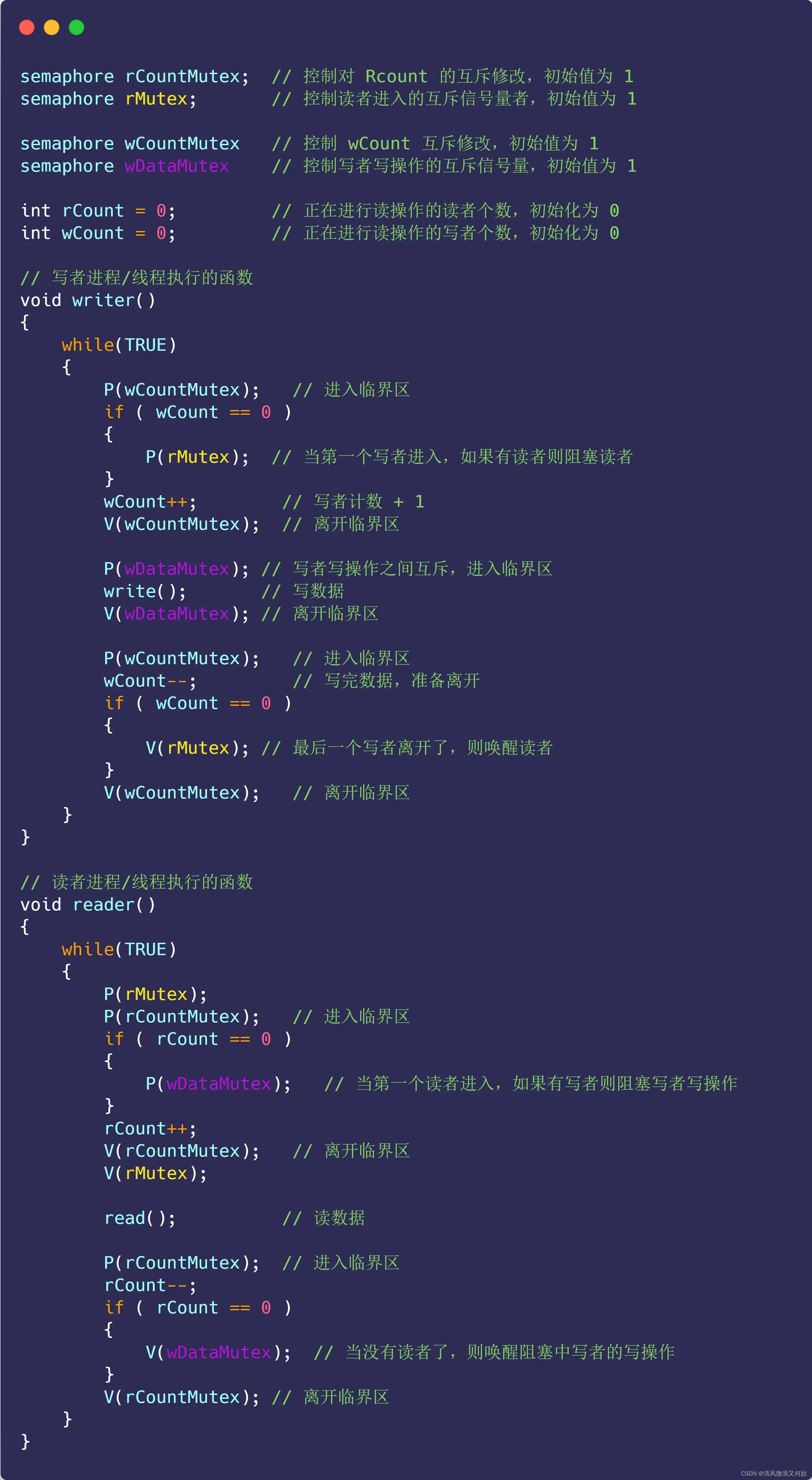 [外链图片转存失败,源站可能有防盗链机制,建议将图片保存下来直接上传(img-evCFwmDr-1692606697252)(https://cdn.xiaolincoding.com/gh/xiaolincoder/ImageHost/%E6%93%8D%E4%BD%9C%E7%B3%BB%E7%BB%9F/%E4%BA%92%E6%96%A5%E4%B8%8E%E5%90%8C%E6%AD%A5/33-%E8%AF%BB%E8%80%85%E5%86%99%E8%80%85-%E6%96%B9%E6%A1%88%E4%BA%8C%E7%A4%BA%E4%BE%8B.jpg)]