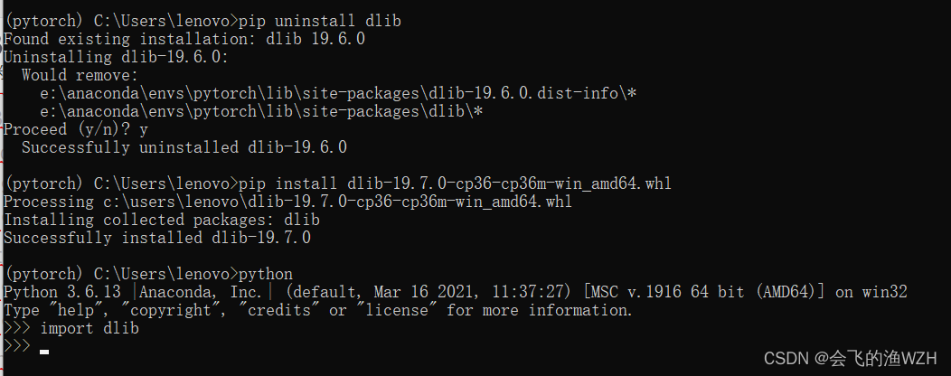 解决No model name dlib；ImportError: DLL load failed