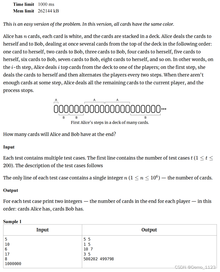 CodeForces.1786A1.简单发牌.[简单][flg标识][找数学规律]