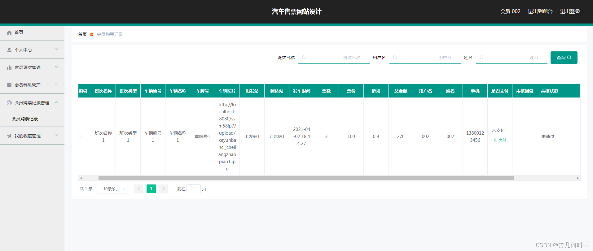 基于SSM+Vue的汽车售票网站的设计与实现