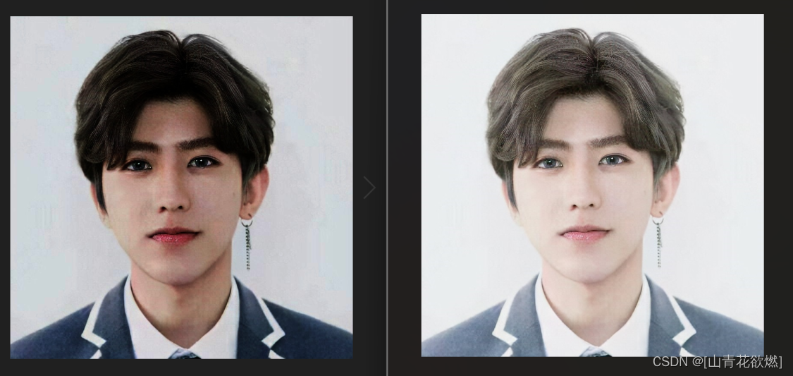 Gamma校正前后对比,前图为矫正后