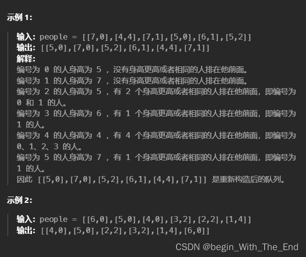 根据身高重建队列【贪心算法】