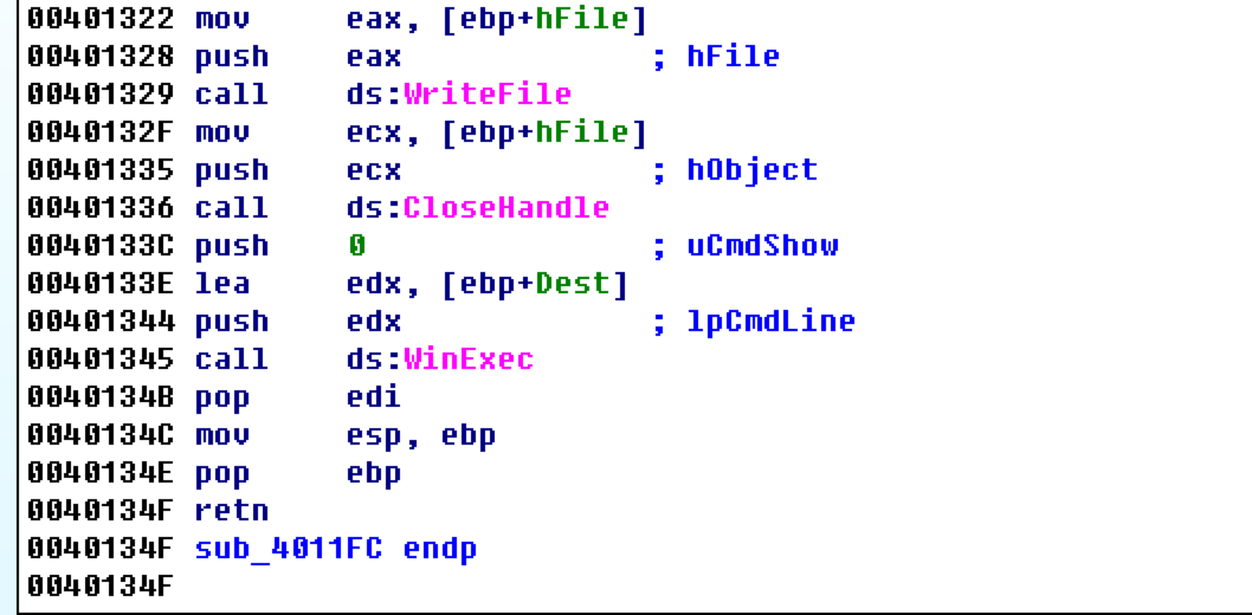 最后就是通过winexec来启用已经被改写过的wupdmgr