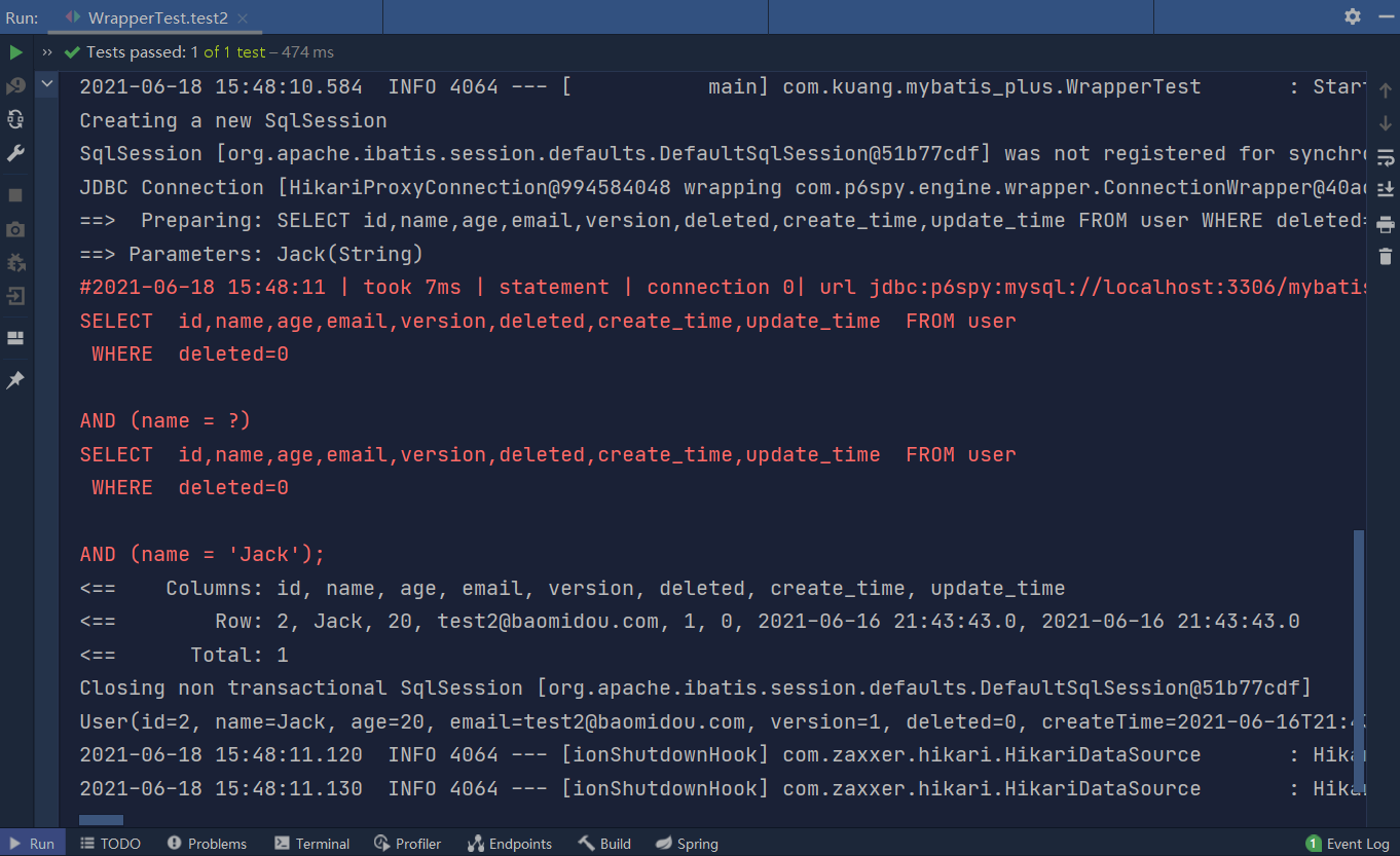 mybatisplus基础学习之条件构造器