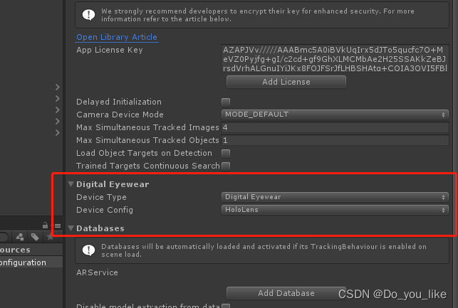 Vuforia Engine Configuration 的设置