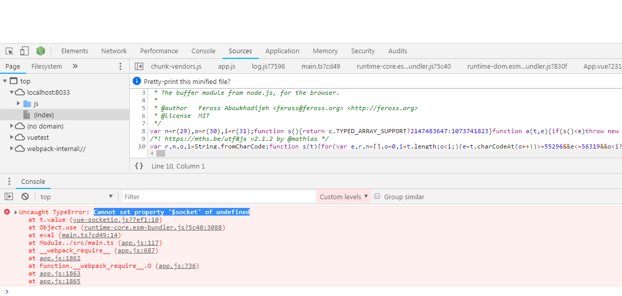 vuesocket.io Cannot set property ‘socket‘ of undefined 解决方案_cannot set properties of undefined