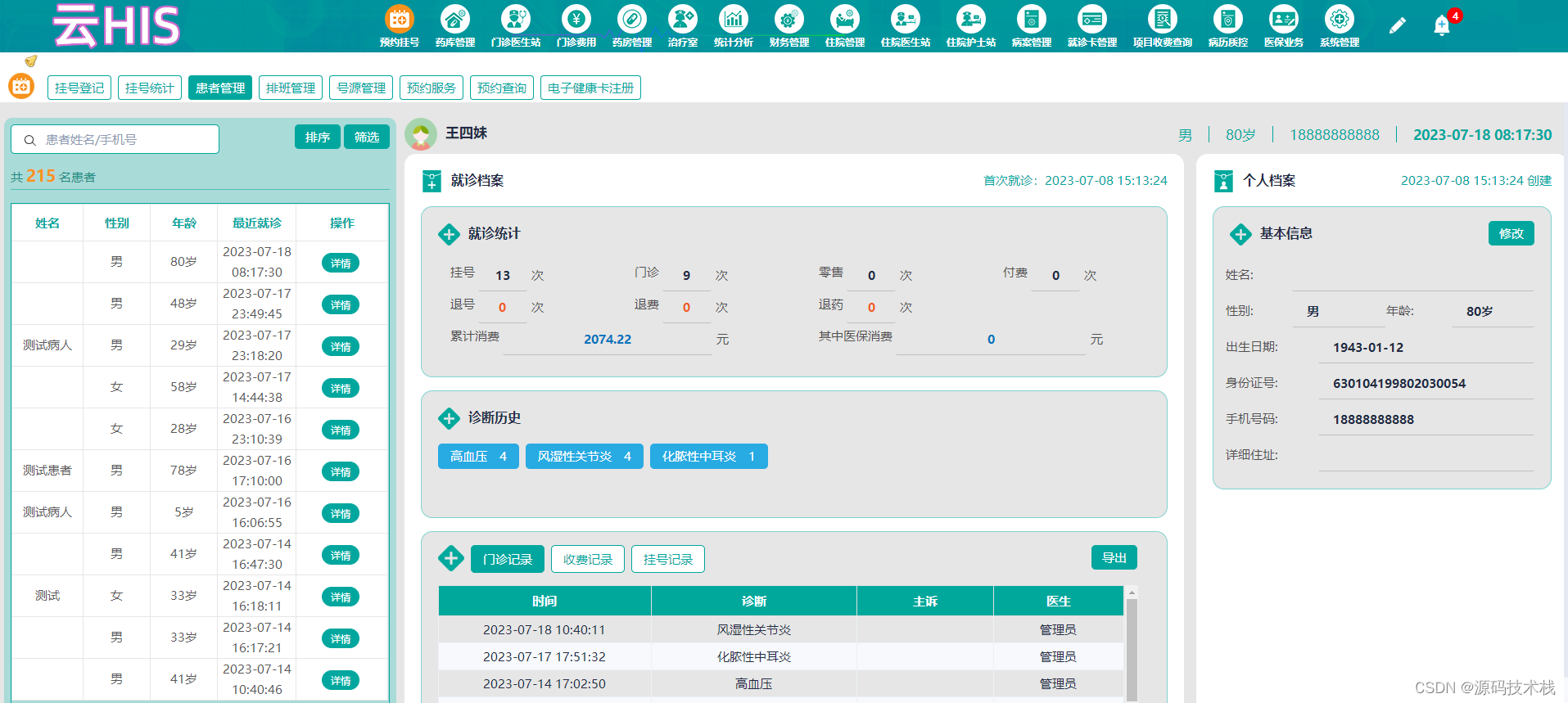 全套完整版实战型Java云HIS系统源码