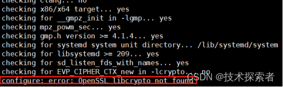 configure error openssl crypto library not found