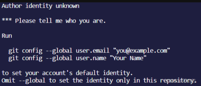 【Git操作】Author identity unknown Please tell me who you are