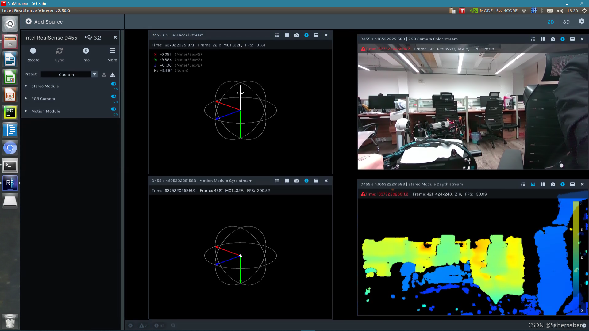 realsense-viewer 可视化界面图