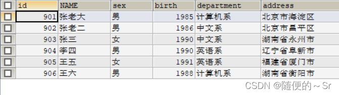MySQL基础查询（多表查询）_1.查询student表的所有记录2.从student表查询所有学生的学号(id)、姓名(name)-CSDN博客