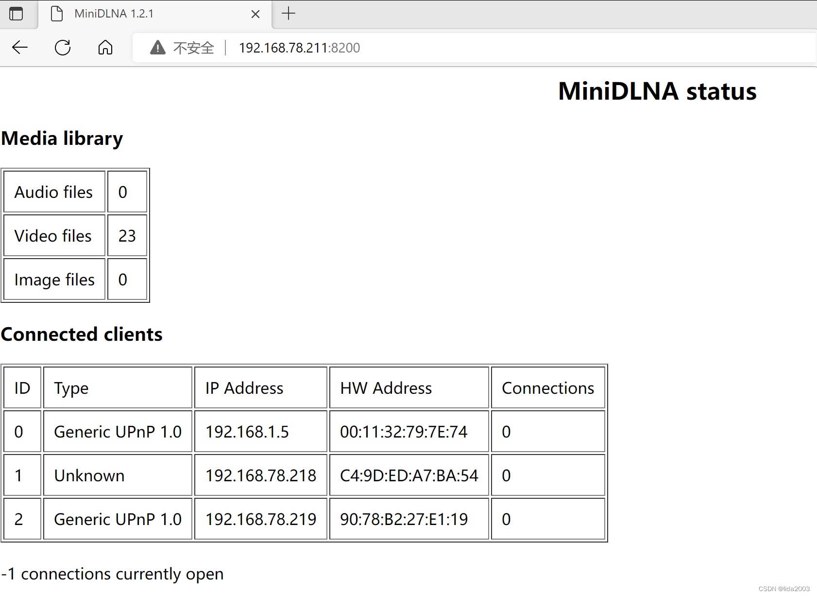 MiniDLNA状态页