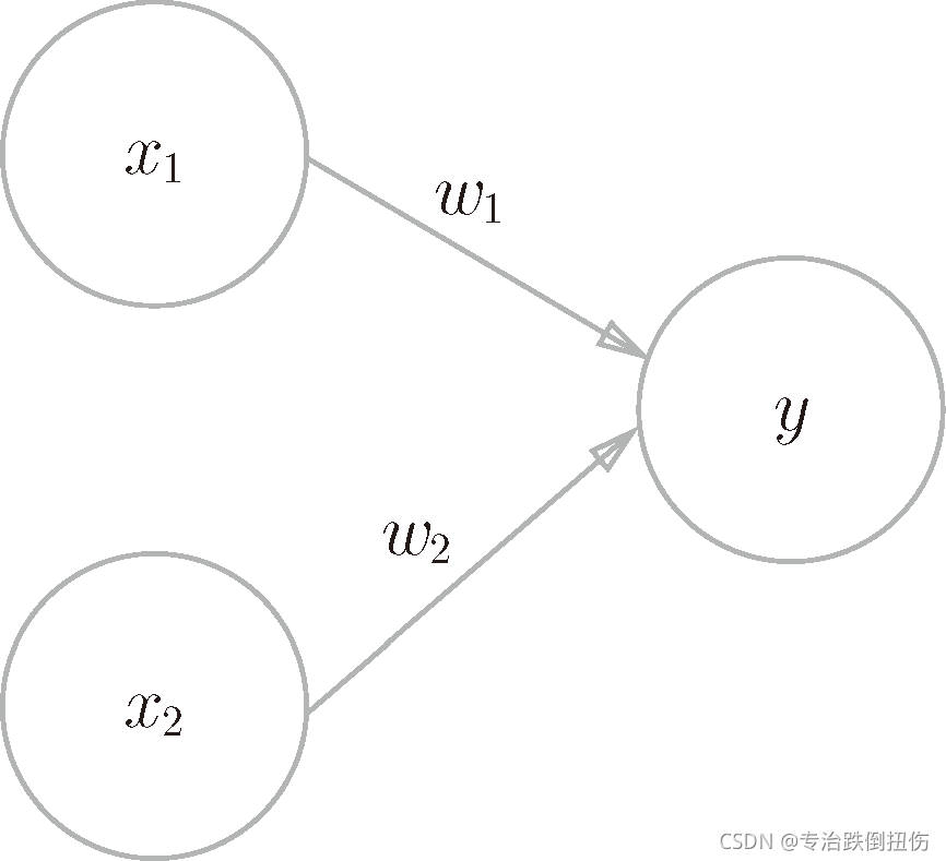 图 2-1有两个输入的感知机