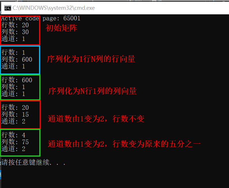 OpenCV中reshape()函数详解-改变矩阵的通道数，对矩阵元素进行序列化