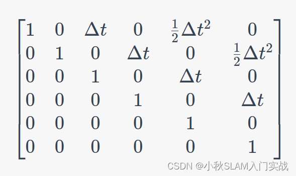 常见的状态转移矩阵和对应的运动模型