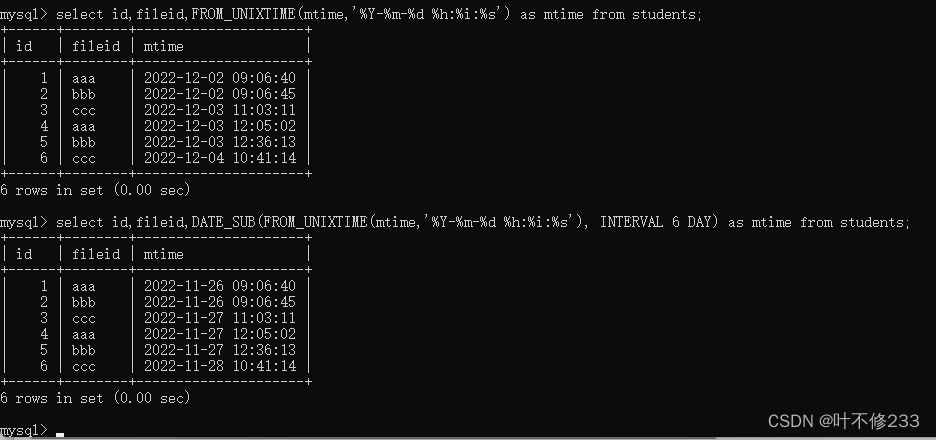 MYSQL——毫秒值和日期类型数据的转换，DATE_SUB的用法